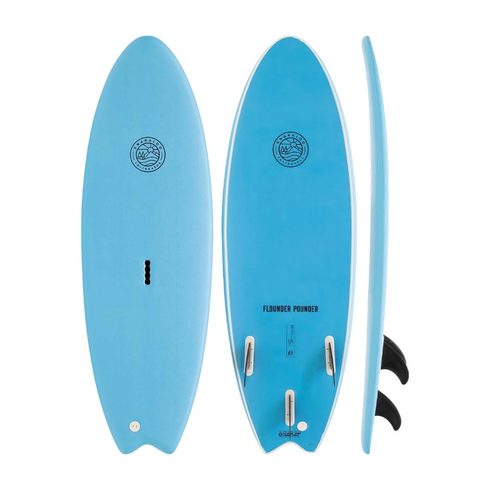 Gnaraloo Flounder Pounder soft surfboard, deck, bottom and side